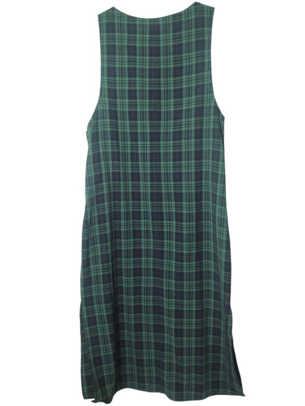 Vintage Sag Harbor Tartan Plaid Maxi Jumper Dress 12 Academia Side Slits Crinkle - Picture 5 of 8